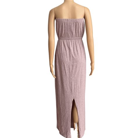 Cabi Women's Dress Gray red Striped Tube Top Long Cotton Blend size XS ...