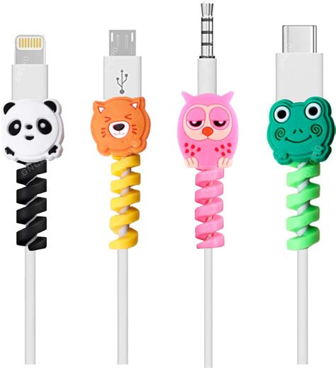 ONCRO® Pack of 4 cute cartoon cable protectors with creative animal ...