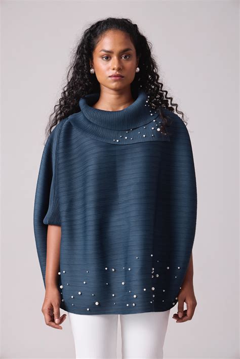 Buy Sloane Pearled Batwing Top in Teal for Women