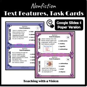 Image result for Text Features Task Cards