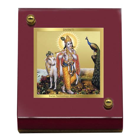 Diviniti 24K Gold Plated Krishna Ji Frame For Car Dashboard, Home Deco ...