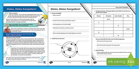 Atoms Basics Worksheet with Answers | Label an Atom