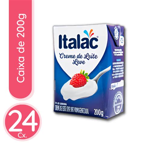 Creme de Leite Leve UHT Homogeneizado Italac 200g - 24 Unidades ...