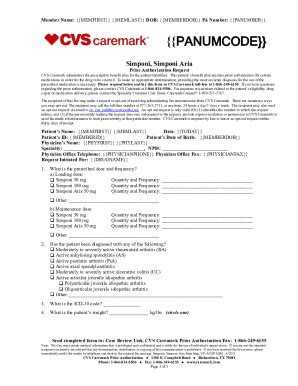 Fillable Online & Aria Prior Authorization Request Form ... Fax Email ...