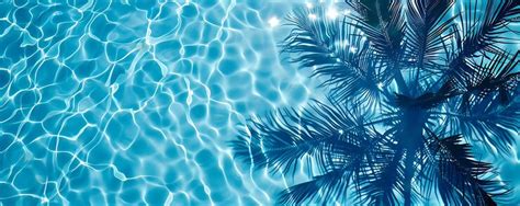 A palm tree is reflected in a swimming pool | Premium AI-generated image