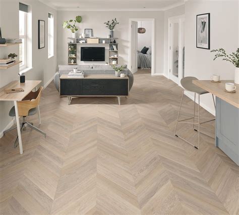 Chevron Vinyl Flooring Karndean Van Gogh Neutral Brushed Oak Gluedown ...