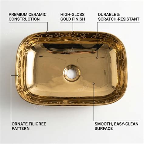 InArt Modern Table Top Wash Basin 45 x 32 CM Gold Color DW215 – InArt ...