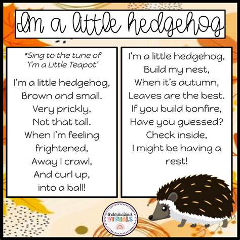 Im a little hedgehog lyrics - Fall song for kids in 2025 | Songs for ...