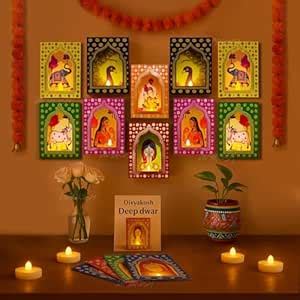 Buy Divyakosh Paper Deep Dwar (Pack of 10) with LED Candles | Jharokha ...