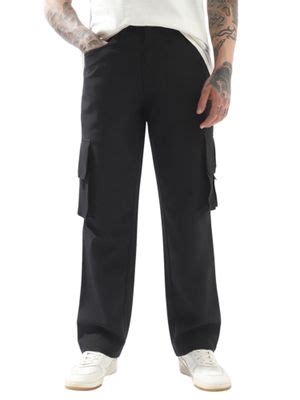 Buy Hubberholme Black Polyester Solid Relaxed Fit Mid-Rise Cargo Pant ...