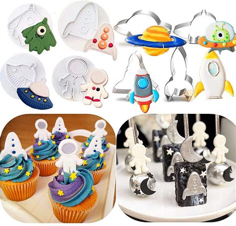 Buy JeVenis Set of 12 Space Cake Mold Space Cookie Cutter Rocket Mold ...