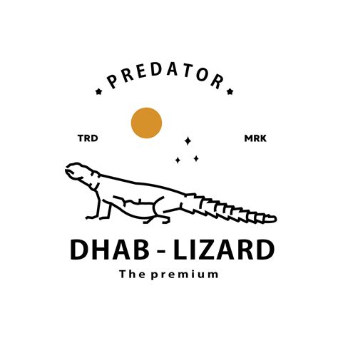 vintage retro hipster dhab lizard logo outline monoline art icon ...