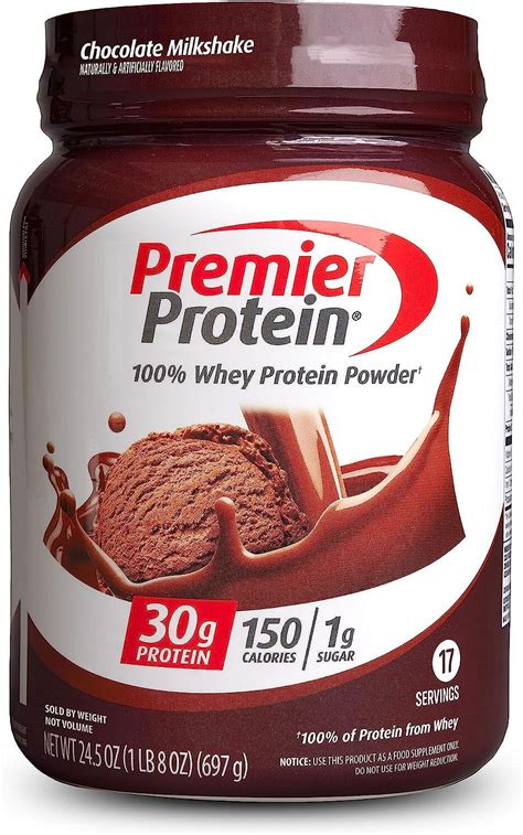 Premier Protein Chocolate Milkshake Powder, 30g Whey Protein, 1g Sugar ...
