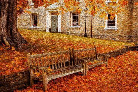 Oil Painting Autumn Park Free Stock Photo - Public Domain Pictures