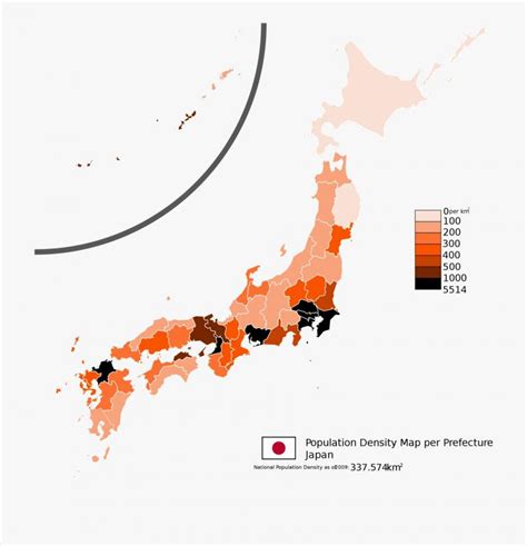 Map of Japan population: population density and structure of population ...