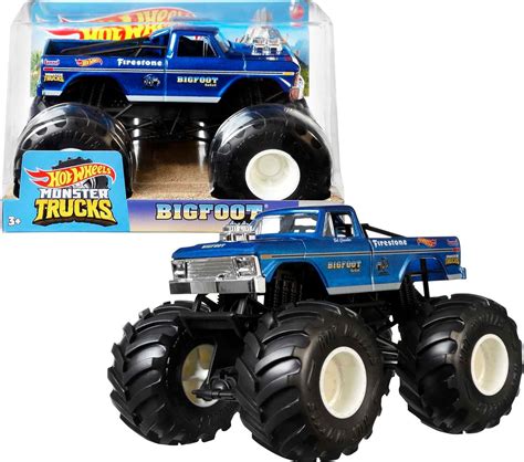 Hot Wheels Monster Trucks, Oversized Bigfoot, 1:24 Scale Die-Cast Toy ...