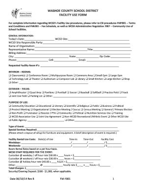 For Complete Information Regarding WCSDs Facility Use Procedures ...