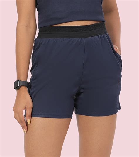 Enamor Jacquard Elastic Waist Mid Thigh Length Mid Rise Kool Poly Fini