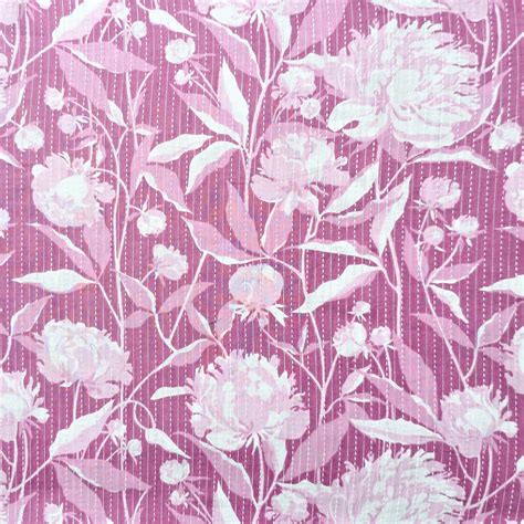 Pure Cotton Kaatha Shade Of Pink With White Flower Jaal Screen Print F ...