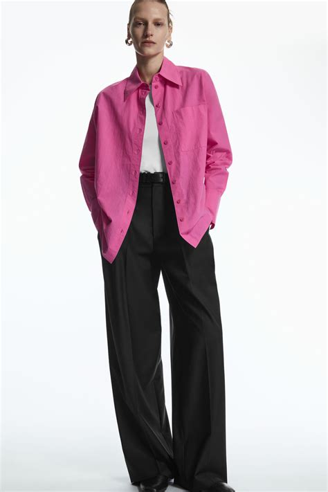 OVERSIZED LONG-SLEEVE SHIRT - BRIGHT PINK - COS | Oversized long sleeve ...