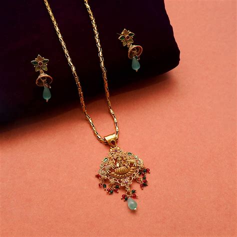 Meraki Gold Plated Temple Jewelry Statement Piece with Hanging Turquoi ...