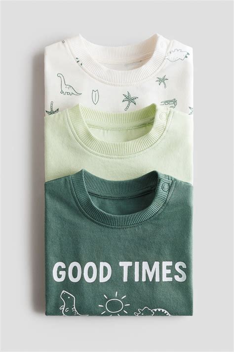 3-pack cotton T-shirts - Green/Good Times - Kids | H&M IN