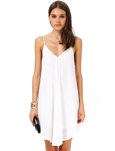 Spaghetti Strap Dress In White at Jorge Damon blog
