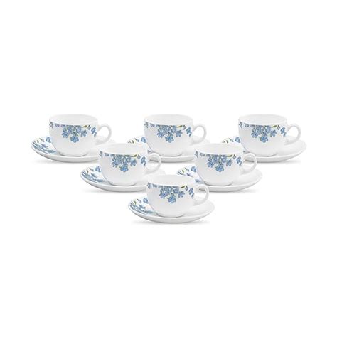 La Opala Diva, Opal Glass Crockery | Cup & Saucer Iris Regular, Set of ...