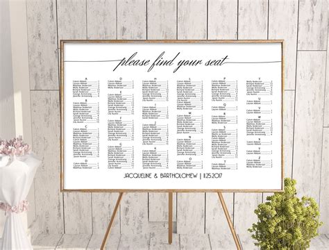 Wedding Seating Chart Seating Chart Alphabetical Seating Chart Template ...