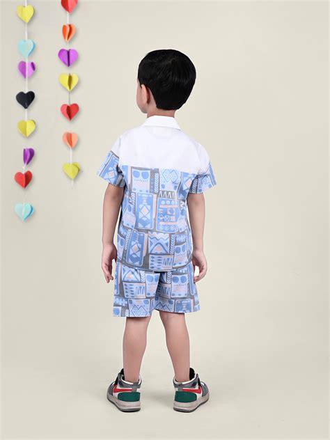 Blue Grey Co-ord Set for Boys – littlellama.in