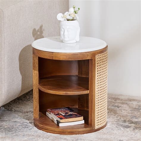 Buy Cane Connection NXT Marble Top End Table - Brown from Home Centre ...