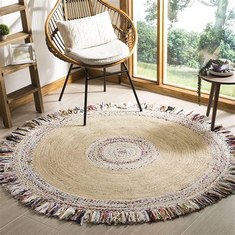 Kh Handloom Handmade Braided Ivory Cotton & Natural Jute Carpet for ...