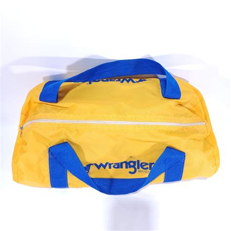 1970’s Wrangler Duffle Bag Vintage Luggage Yellow Blu… - Gem