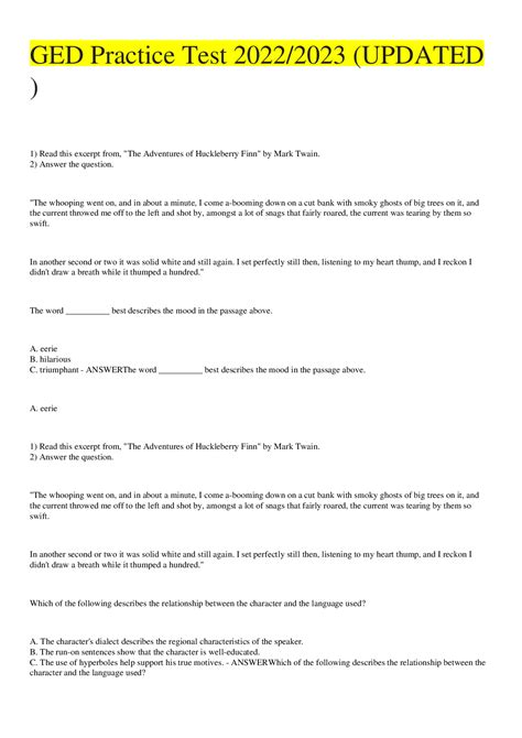 Free Printable Ged Practice