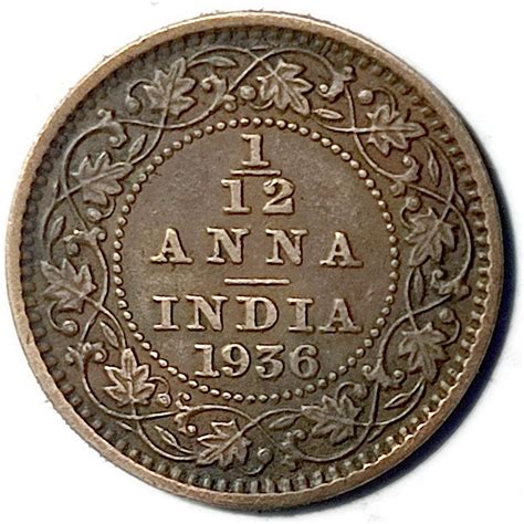 HISTORICAL INDIA - 1/12 Anna - British India George V Copper Coin (May ...