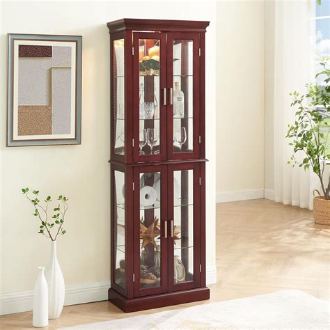 Amazon.com - LostCat Curio Cabinet, 70" H Lighted Glass Display Cabinet ...