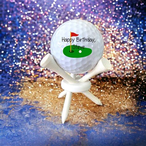 Happy Birthday GIFT SET for Golfer, Custom Golf Ball With Tee Stand ...