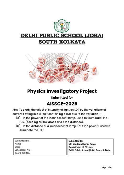 Physics Investigatory Project: Effect of Light Intensity on LDR (AISSCE ...