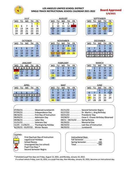 Lausd Academic Calendar 2021-22 - Printable Word Searches