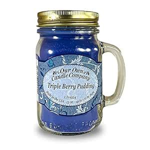 Our Own Candle Company Triple Berry Pudding Scented 13 Ounce Mason Jar ...