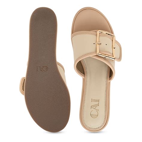 Gold Buckled Beige Wedges – The CAI Store