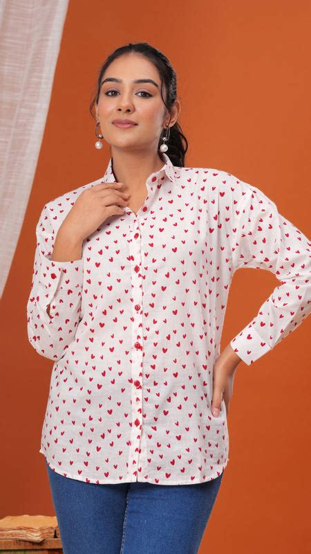 Red Heart Pure Cotton Casual Full Sleeves Shirt For Women – RimikaJaipur