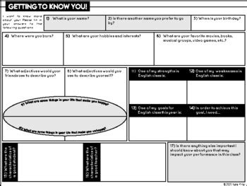 Getting To Know You handout by 2 Minute Tutor | TPT