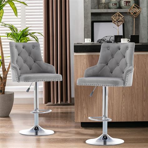 Buy KEEPREAPER Bar Stools Set of 4, Modern Height-adjustable Breakfast ...