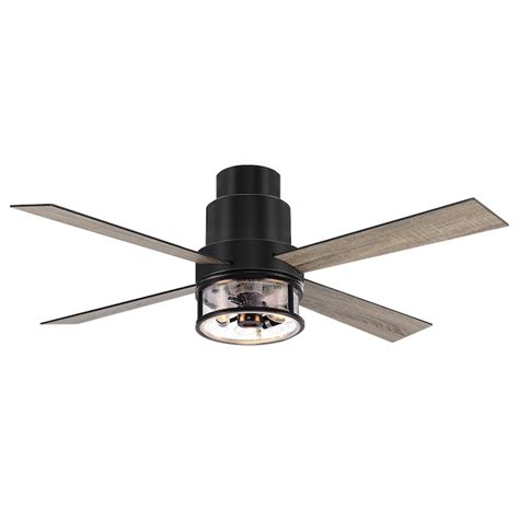 Breezary 52-in Black with Brown Blades Flush Mount Ceiling Fan With ...