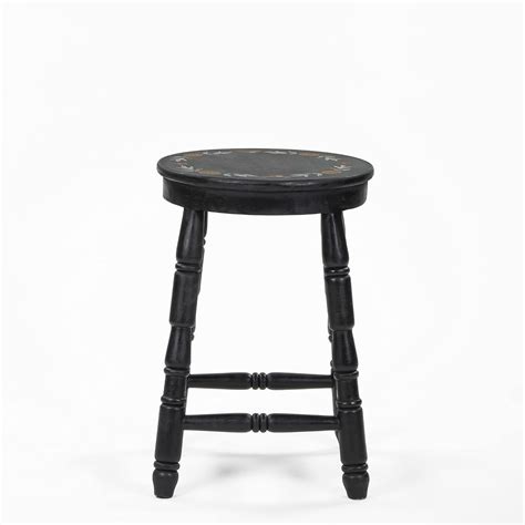 Chumbak Farmhouse Stool - Round (1 Seater Stool, Mango Wood, Black ...