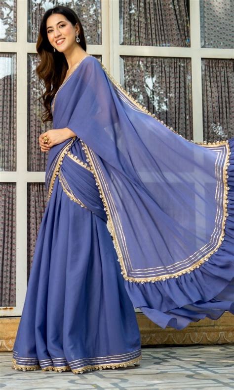 Wisteria Purple Pre-Draped Saree – House Of Jamoti