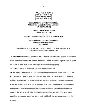 Fillable Online SHARED NATIONAL CREDIT DATA COLLECTION MODERNIZATION ...