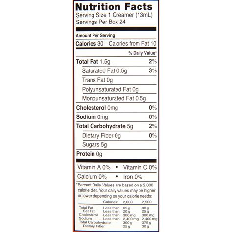International Delight Coffee Creamer Singles Nutrition Facts | Besto Blog