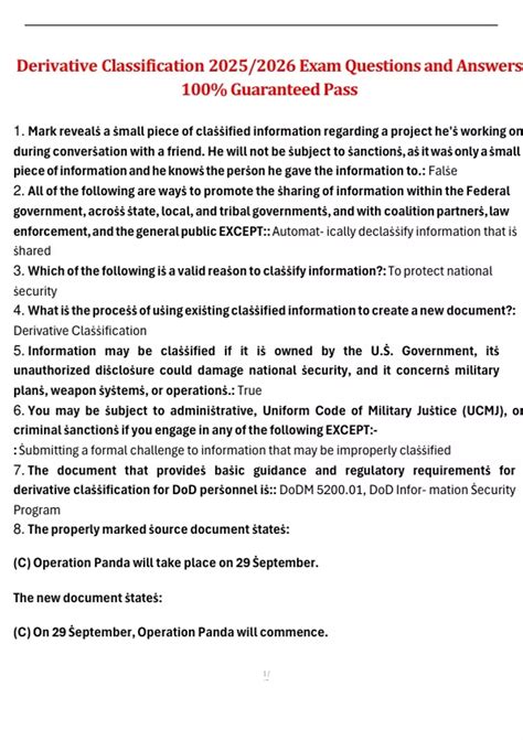 Derivative Classification 2025/2026 – Exam Questions and Answers with ...